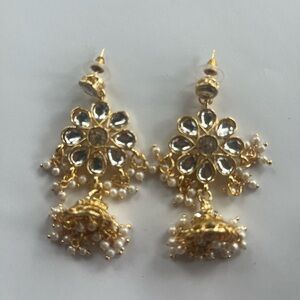 Elegant Gold and Silver Floral Earrings